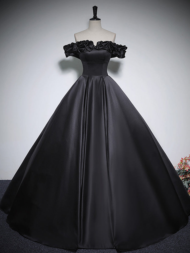 Black Satin Off Shoulder Black Strapless Evening Gown With Sequins And  Beading 2017 Prom & Formal Party Gown From Sexypromdress, $133.67 |  DHgate.Com